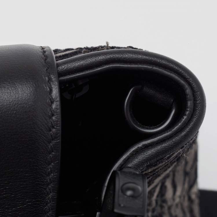 Pre Owned Louis Vuitton Black Leather and Lace Romantic Capucines BB Bag