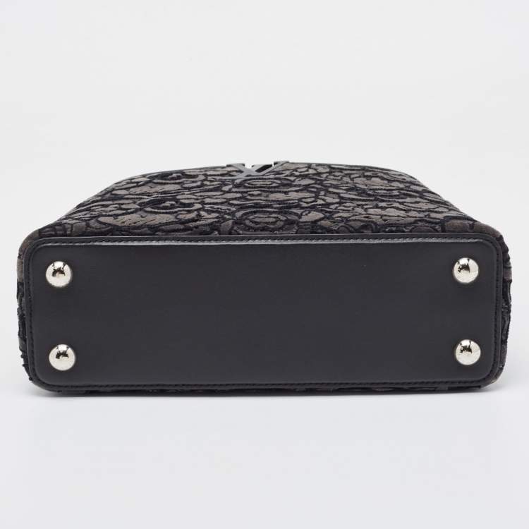 Pre Owned Louis Vuitton Black Leather and Lace Romantic Capucines BB Bag