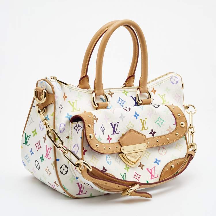 Pre Owned Louis Vuitton White Multicolor Monogram Canvas Rita Bag