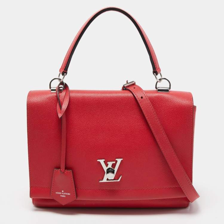 Louis Vuitton Ruby Red Leather Lockme II Top Handle Bag Louis