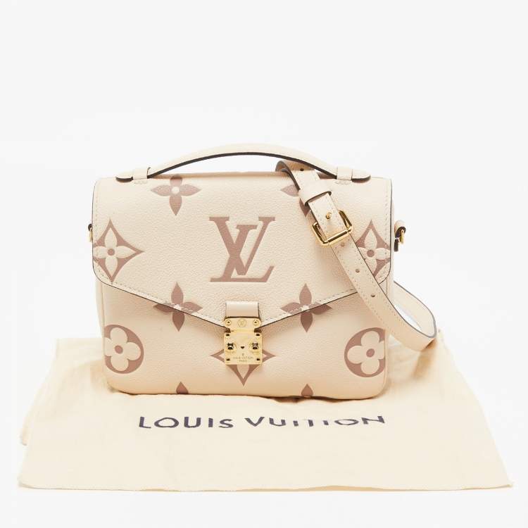 Pre Owned Louis Vuitton Creme Monogram Empreinte Leather Giant Pochette Metis Bag