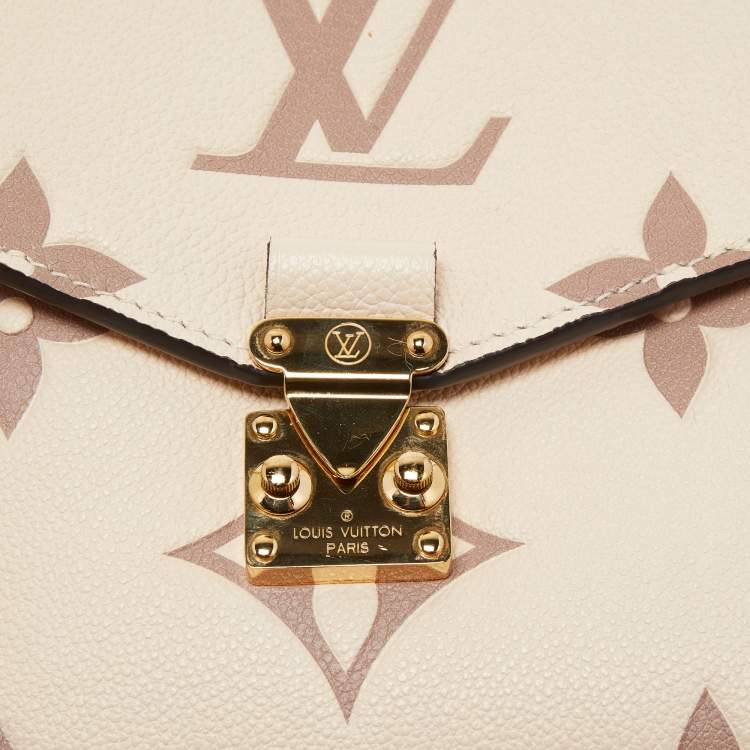 Pre Owned Louis Vuitton Creme Monogram Empreinte Leather Giant Pochette Metis Bag
