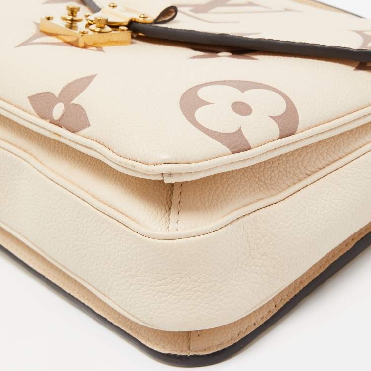 Pre Owned Louis Vuitton Creme Monogram Empreinte Leather Giant Pochette Metis Bag