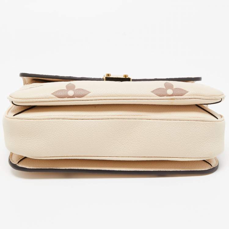 Pre Owned Louis Vuitton Creme Monogram Empreinte Leather Giant Pochette Metis Bag