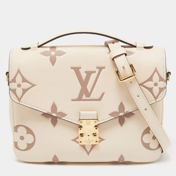 Pre Owned Louis Vuitton Creme Monogram Empreinte Leather Giant Pochette Metis Bag