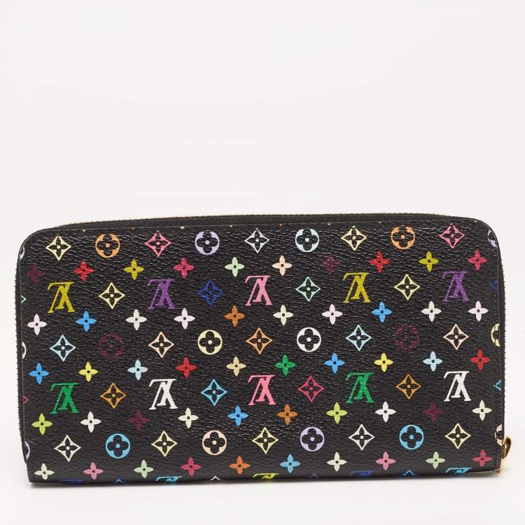 Pre Owned Louis Vuitton Black Monogram Multicolore Canvas Zippy Wallet