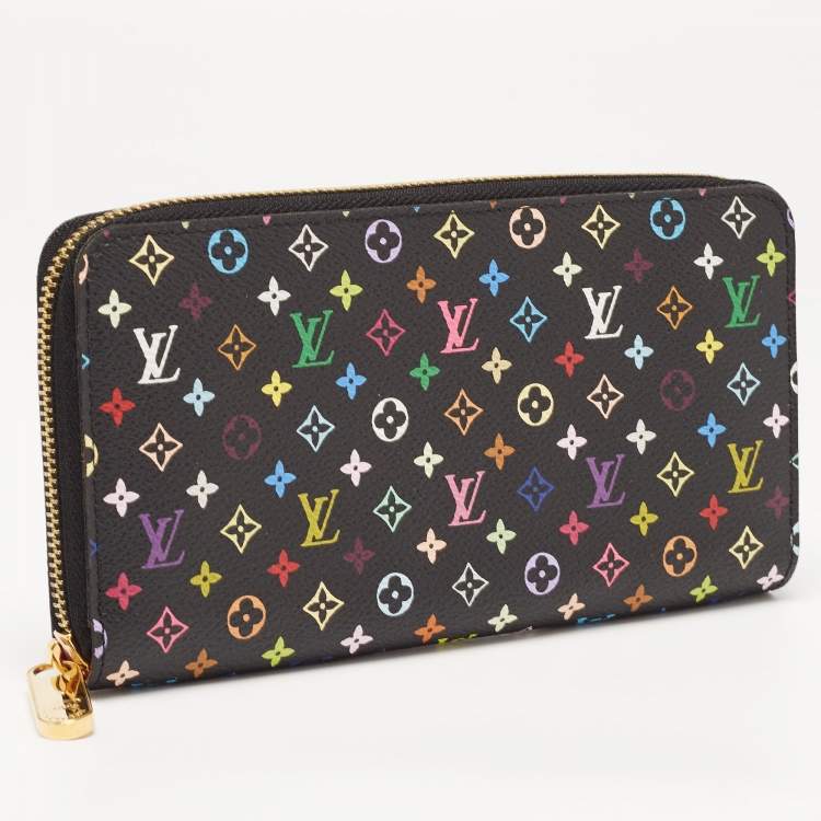Pre Owned Louis Vuitton Black Monogram Multicolore Canvas Zippy Wallet