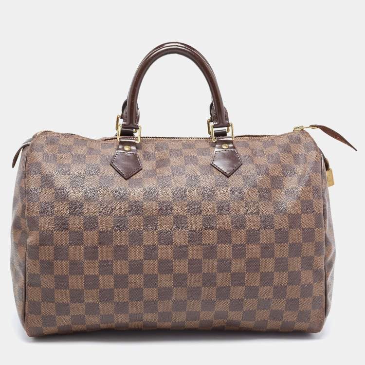 Pre Owned Louis Vuitton Damier Ebene Canvas Speedy 35 Bag