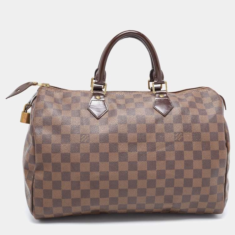 Pre Owned Louis Vuitton Damier Ebene Canvas Speedy 35 Bag