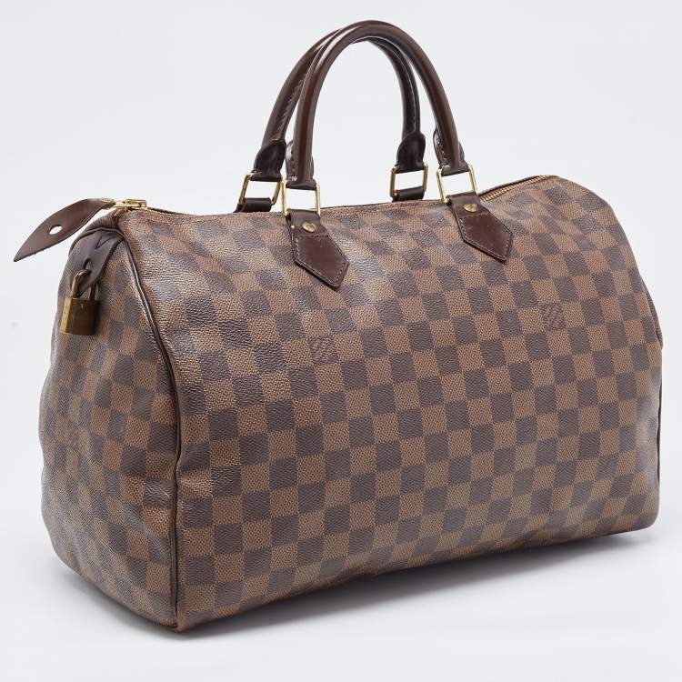Pre Owned Louis Vuitton Damier Ebene Canvas Speedy 35 Bag
