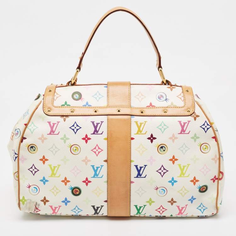 Pre Owned Louis Vuitton White Monogram Multicolore Canvas Murakami Eye Love You Bag