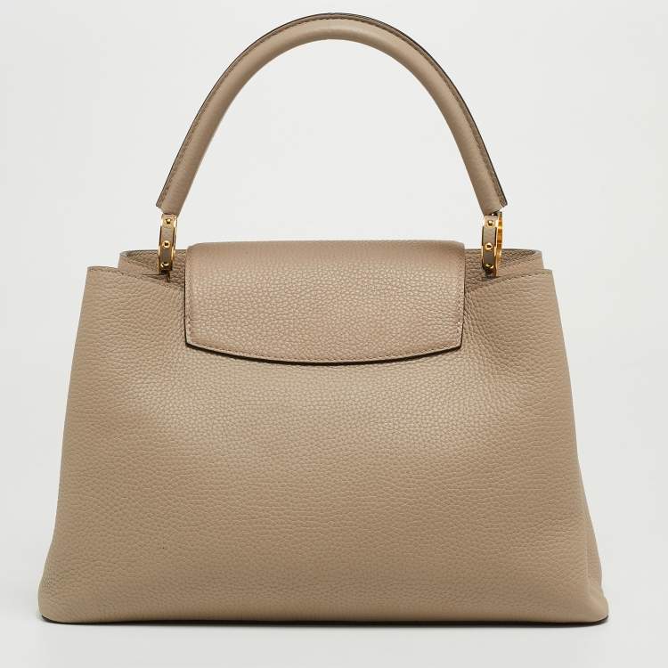 Pre Owned Louis Vuitton Beige Leather Capucines MM Bag
