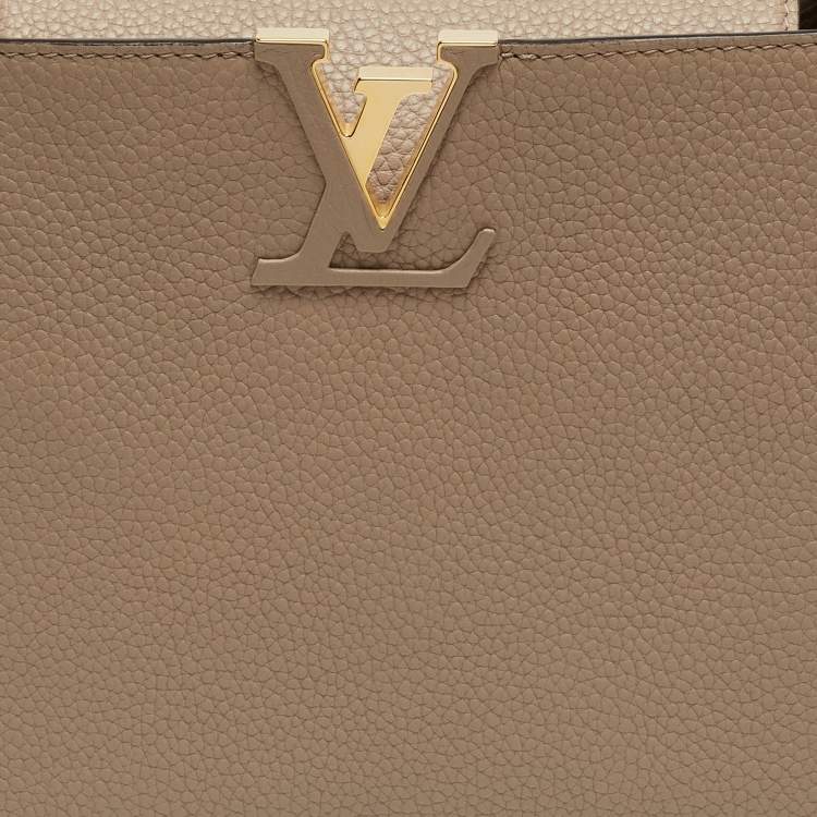 Pre Owned Louis Vuitton Beige Leather Capucines MM Bag