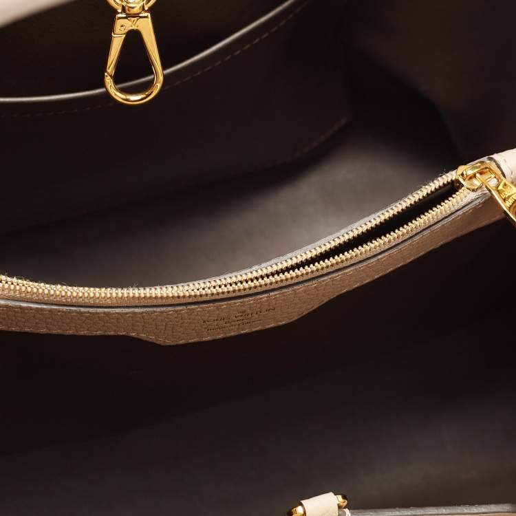 Pre Owned Louis Vuitton Beige Leather Capucines MM Bag