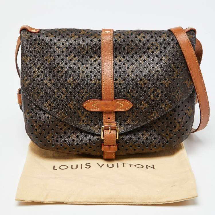 Pre Owned Louis Vuitton Perforated Monogram Canvas and Leather Saumur 30 Bag