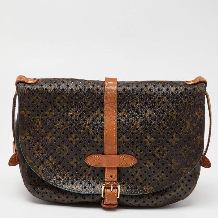 Pre Owned Louis Vuitton Perforated Monogram Canvas and Leather Saumur 30 Bag