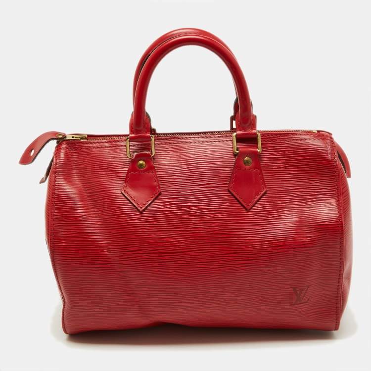 Pre Owned Louis Vuitton Red Epi Leather Speedy 25 Bag