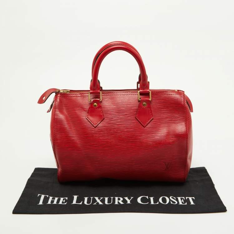 Pre Owned Louis Vuitton Red Epi Leather Speedy 25 Bag