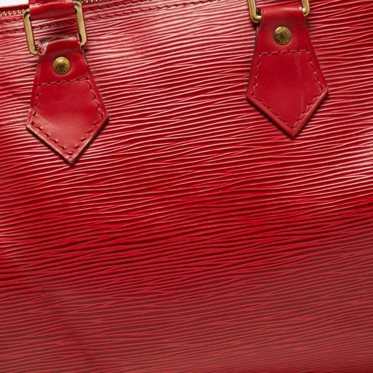 Pre Owned Louis Vuitton Red Epi Leather Speedy 25 Bag