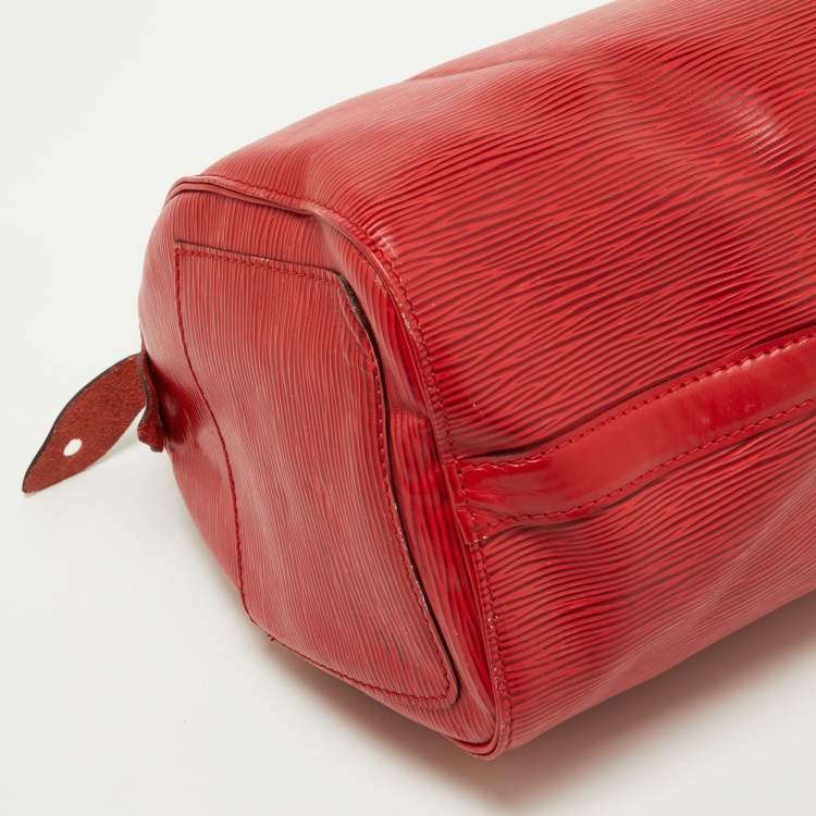 Pre Owned Louis Vuitton Red Epi Leather Speedy 25 Bag
