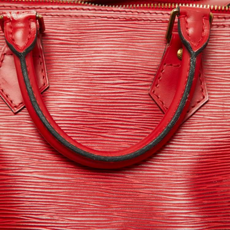 Pre Owned Louis Vuitton Red Epi Leather Speedy 25 Bag