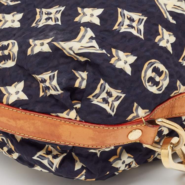 Pre Owned Louis Vuitton Tan/Navy Blue Monogram Nylon Limited Edition Bulles MM Bag