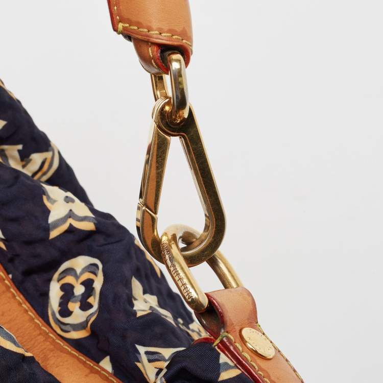 Pre Owned Louis Vuitton Tan/Navy Blue Monogram Nylon Limited Edition Bulles MM Bag