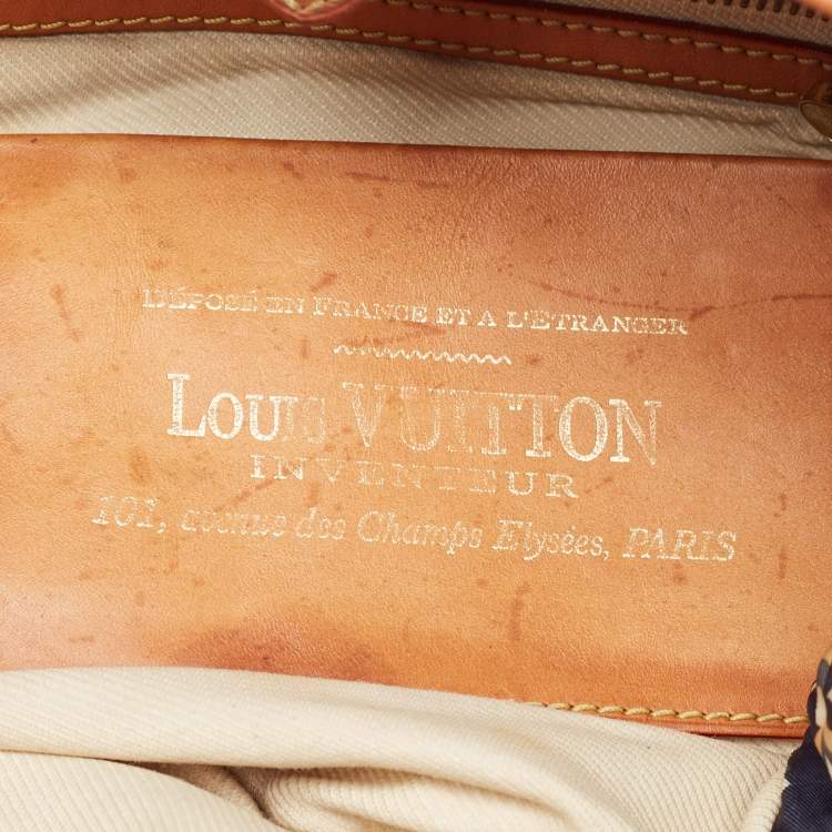 Pre Owned Louis Vuitton Tan/Navy Blue Monogram Nylon Limited Edition Bulles MM Bag