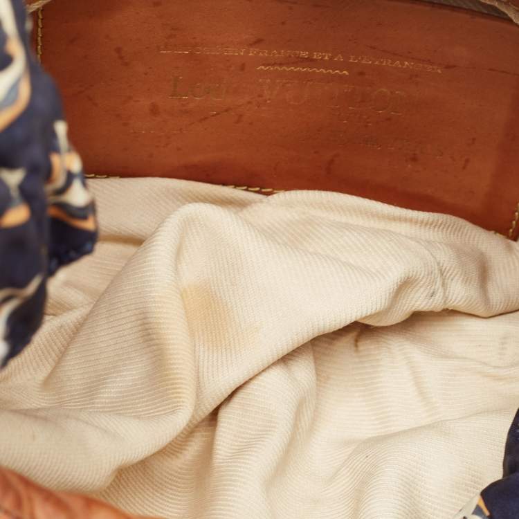 Pre Owned Louis Vuitton Tan/Navy Blue Monogram Nylon Limited Edition Bulles MM Bag