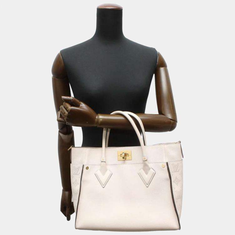 Louis Vuitton Beige Mahina Lather On My Side MM Tote Bag Louis