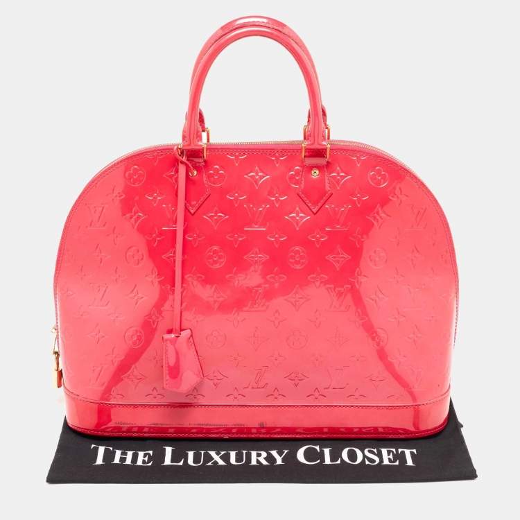 Pre Owned Louis Vuitton Rose Pop Monogram Vernis Alma GM Bag