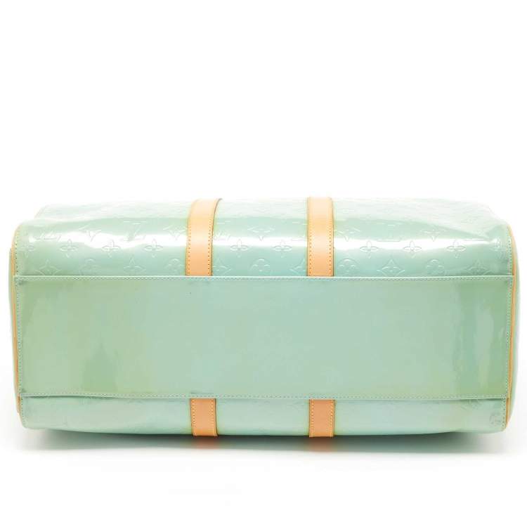 Pre Owned Louis Vuitton Baby Blue Monogram Vernis Keepall 45 Bag