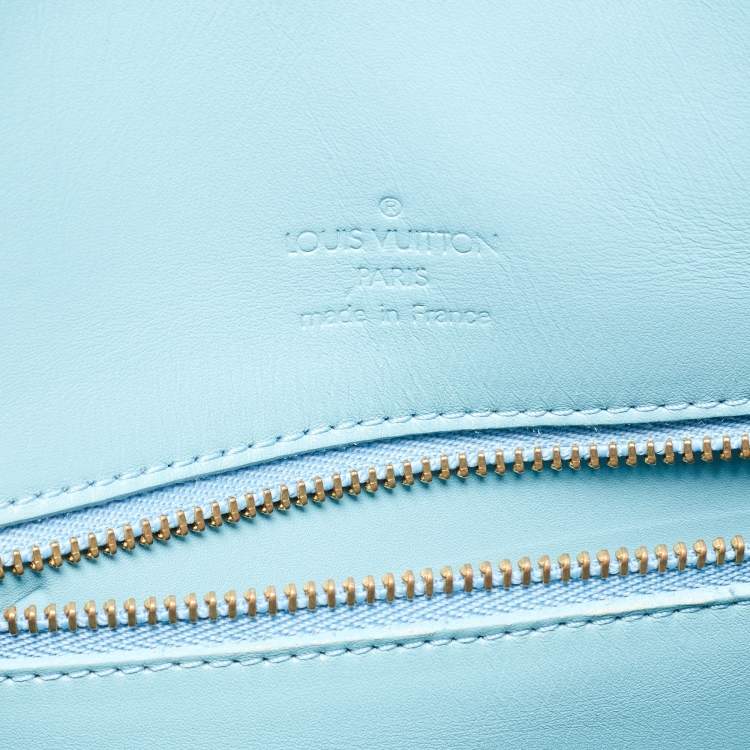 Pre Owned Louis Vuitton Baby Blue Monogram Vernis Keepall 45 Bag