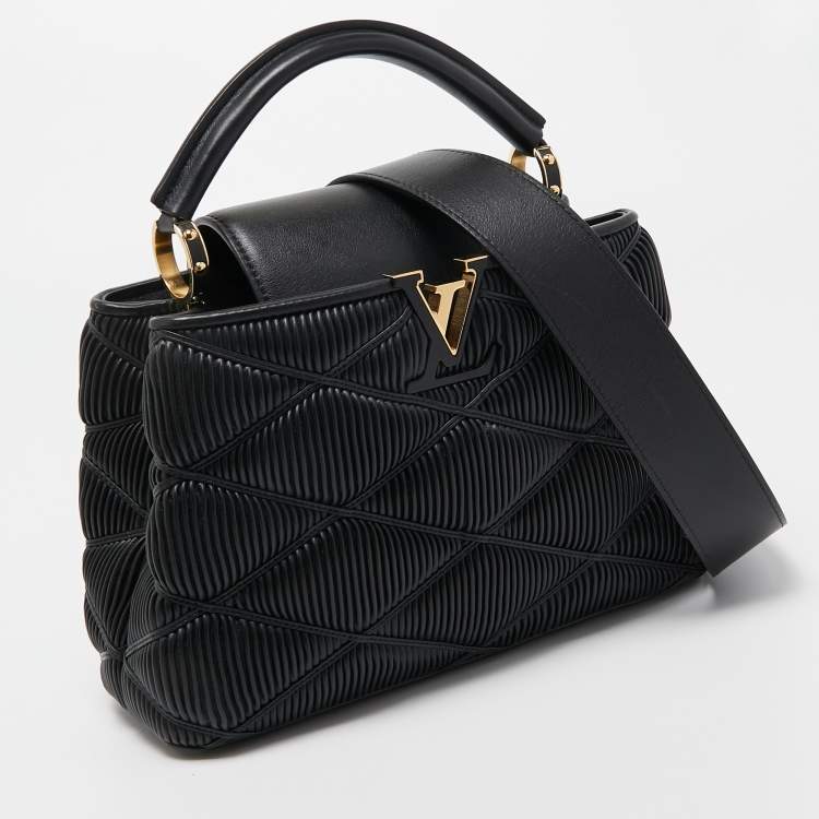 Pre Owned Louis Vuitton Black Quilted Leather Capucines BB Bag
