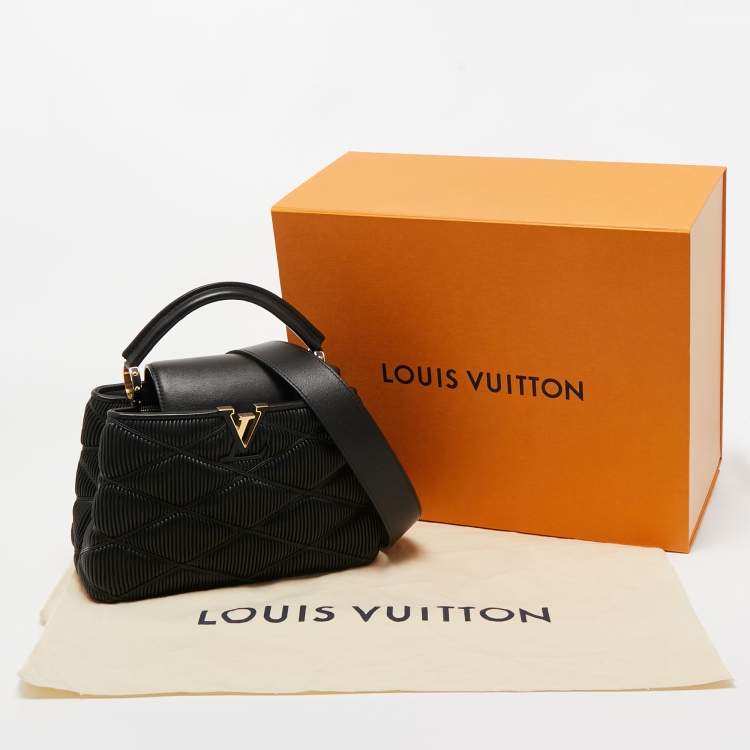 Pre Owned Louis Vuitton Black Quilted Leather Capucines BB Bag