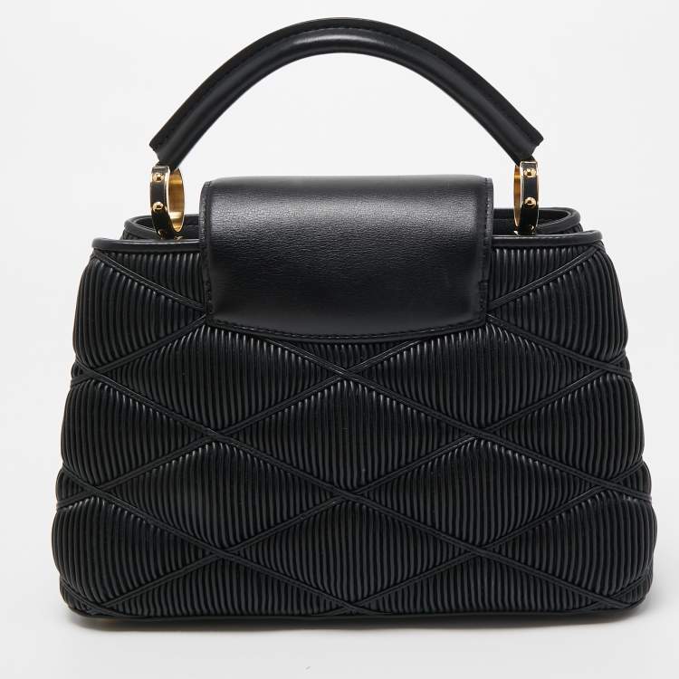 Pre Owned Louis Vuitton Black Quilted Leather Capucines BB Bag