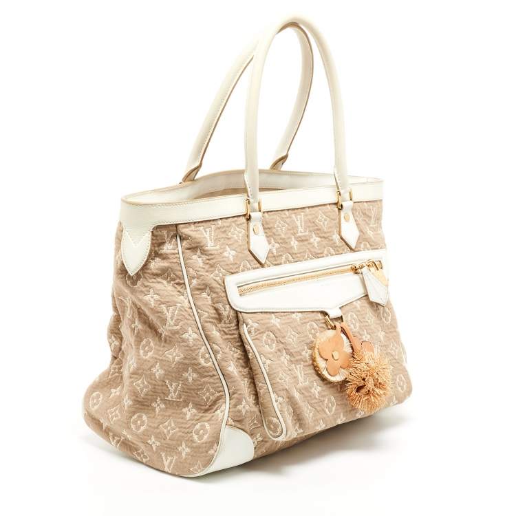 Pre Owned Louis Vuitton White Monogram Limited Edition Sabbia Cabas GM Bag