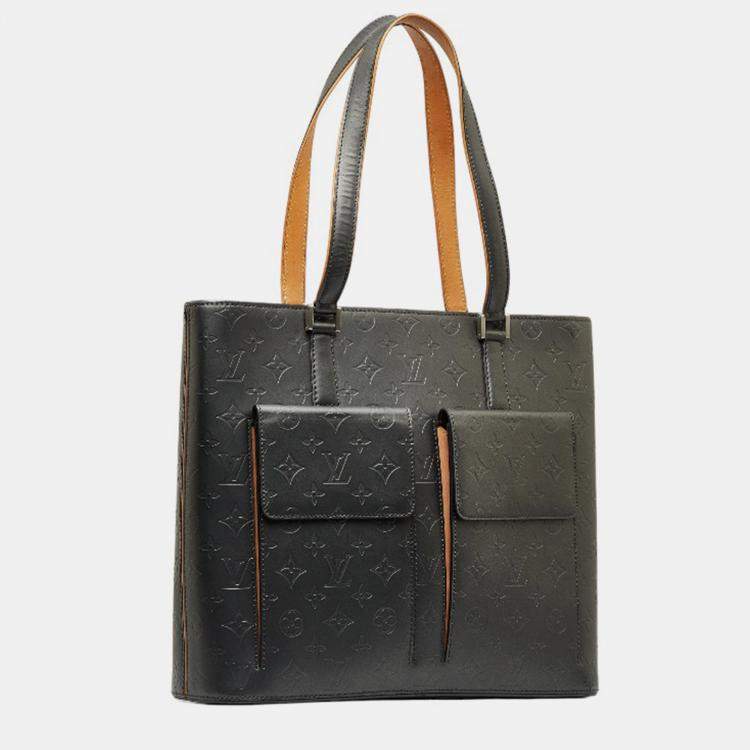 Pre Owned Louis Vuitton Black Canvas Leather Monogram Mat Wilwood Tote Bag 