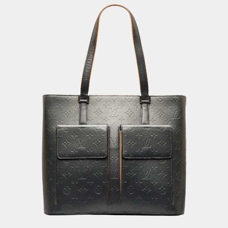 Pre Owned Louis Vuitton Black Canvas Leather Monogram Mat Wilwood Tote Bag 