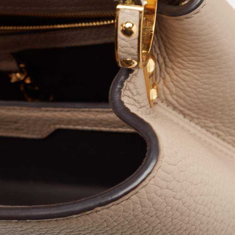 Pre Owned Louis Vuitton Galet Taurillon Leather and Python Capucines BB Bag