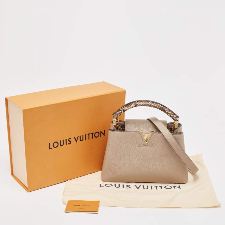 Pre Owned Louis Vuitton Galet Taurillon Leather and Python Capucines BB Bag