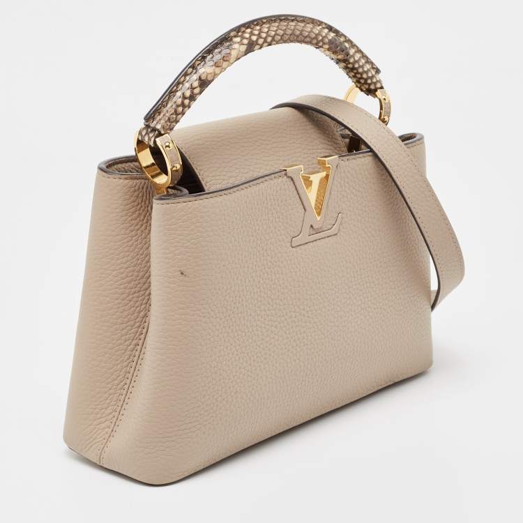 Pre Owned Louis Vuitton Galet Taurillon Leather and Python Capucines BB Bag