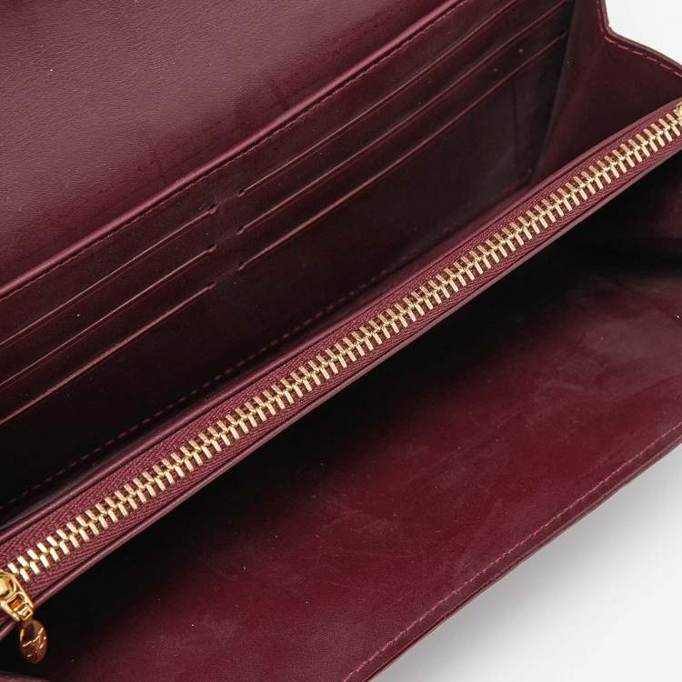 Pre Owned Louis Vuitton Rouge Fauviste Monogram Vernis Sarah Wallet