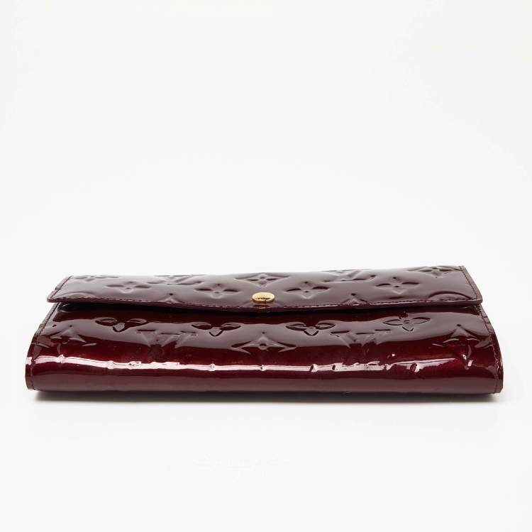 Pre Owned Louis Vuitton Rouge Fauviste Monogram Vernis Sarah Wallet