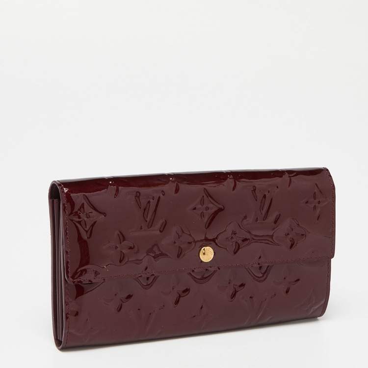 Pre Owned Louis Vuitton Rouge Fauviste Monogram Vernis Sarah Wallet