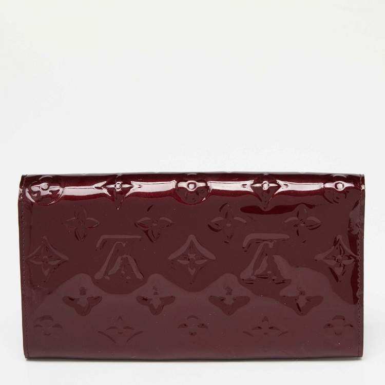 Pre Owned Louis Vuitton Rouge Fauviste Monogram Vernis Sarah Wallet