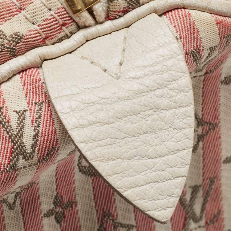 Pre Owned Louis Vuitton Rouge Croisette Mini Lin Canvas Speedy 30 Bag