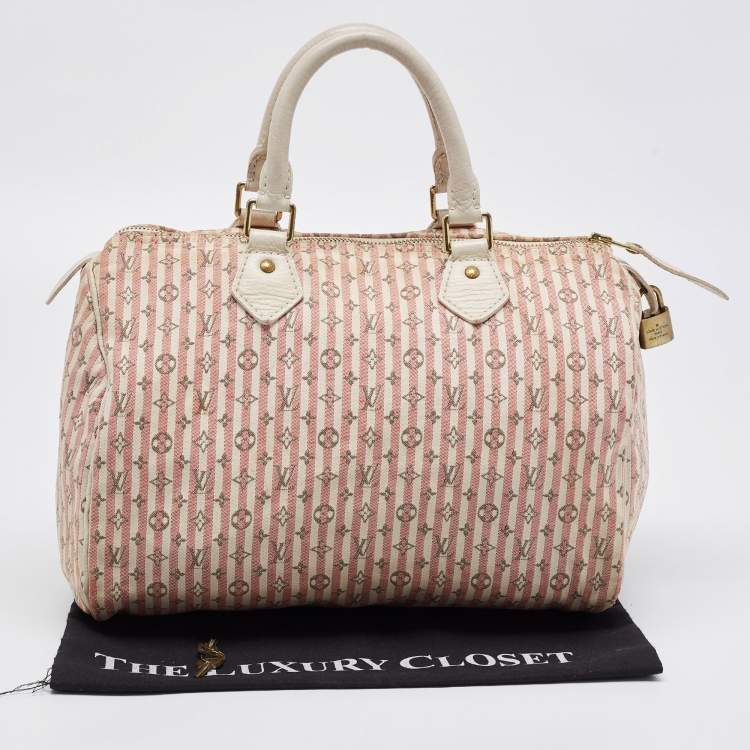Pre Owned Louis Vuitton Rouge Croisette Mini Lin Canvas Speedy 30 Bag