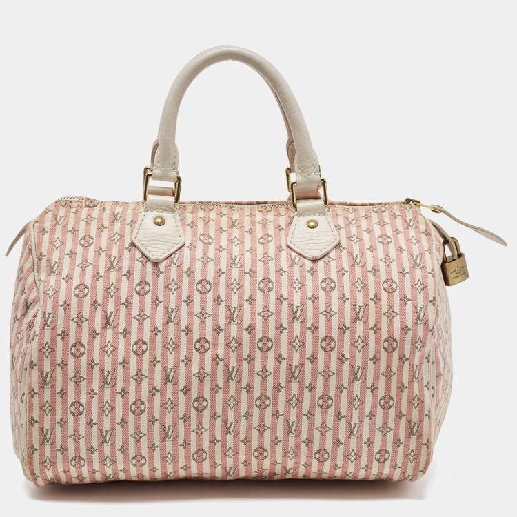 Pre Owned Louis Vuitton Rouge Croisette Mini Lin Canvas Speedy 30 Bag