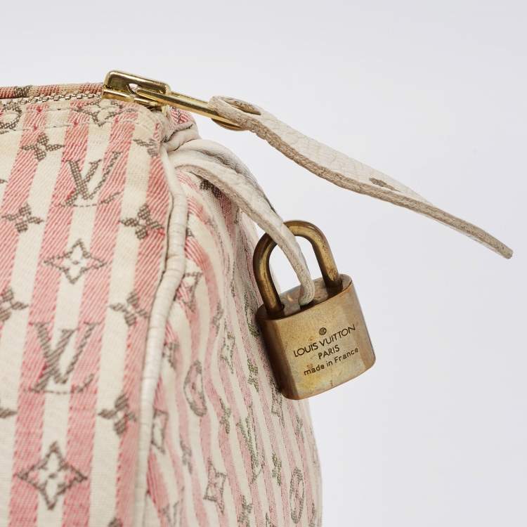 Pre Owned Louis Vuitton Rouge Croisette Mini Lin Canvas Speedy 30 Bag